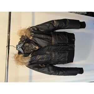 RUDSAK Blauer Black Puffer Jacket with Faux Fur Hood